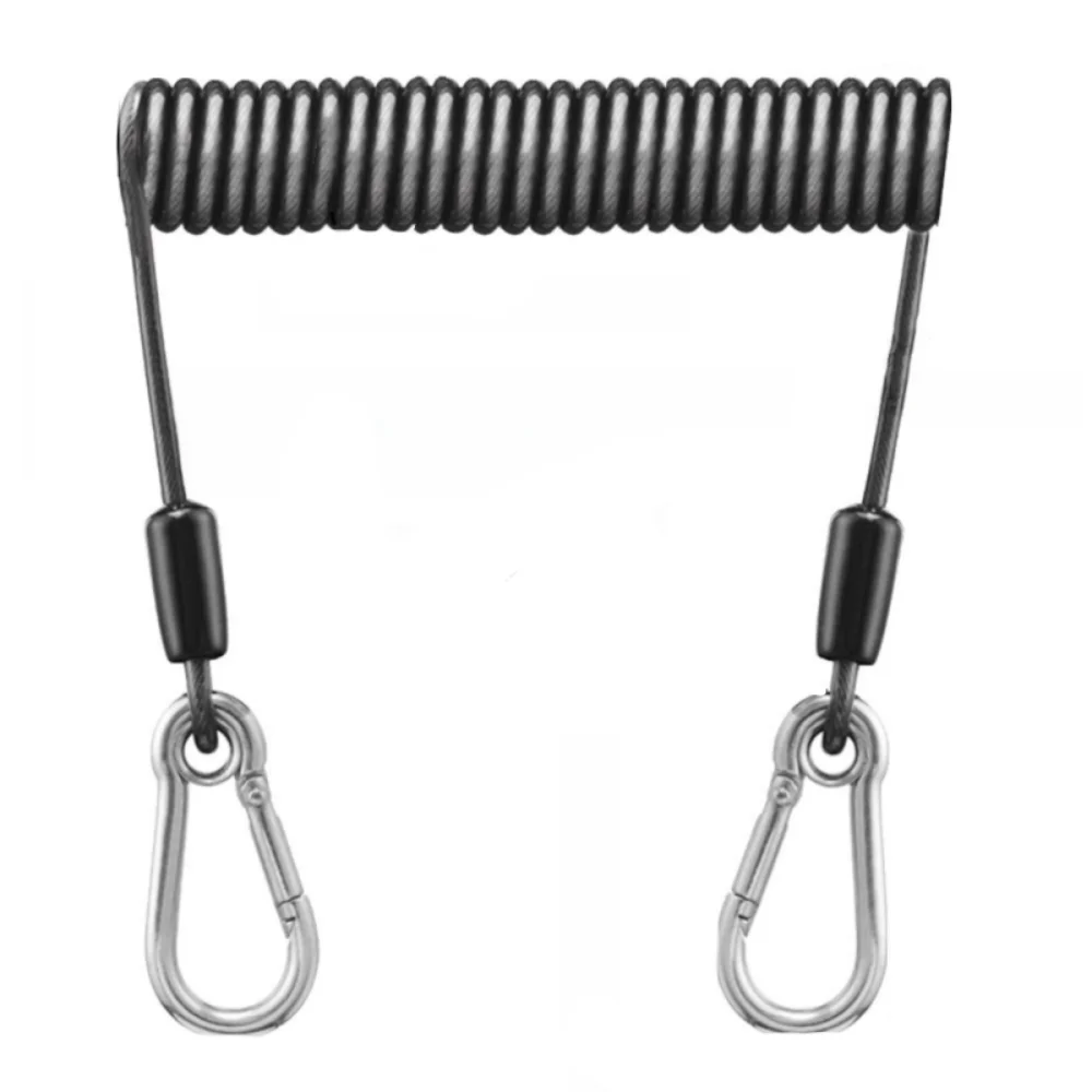 

Stainless Steel Fishing Lanyard Anti-drop Hanging Buckle Fishing Safety Rope Telescopic 1.5-3M Spring Rope Fishing