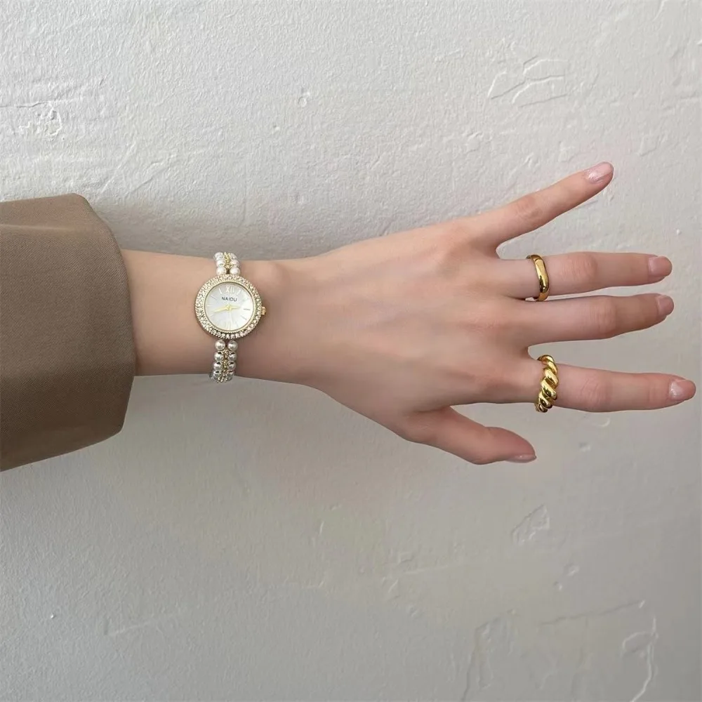 Neue Perlenbesetzte Luxus-Armbanduhr mit Kleinem Zifferblatt, Modische Damenuhr, Quarz-Armbanduhren, Dropshipping Relojes Para Mujer – Detail 7