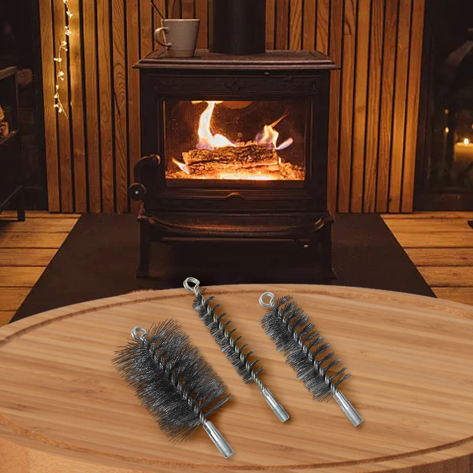 3PCS 30/50/80 Mm Chimney Cleaning Brush Sweep Steel Wire Brush For Fireplace Flue Pipe Rust Rod For Home Cleaning Supplies