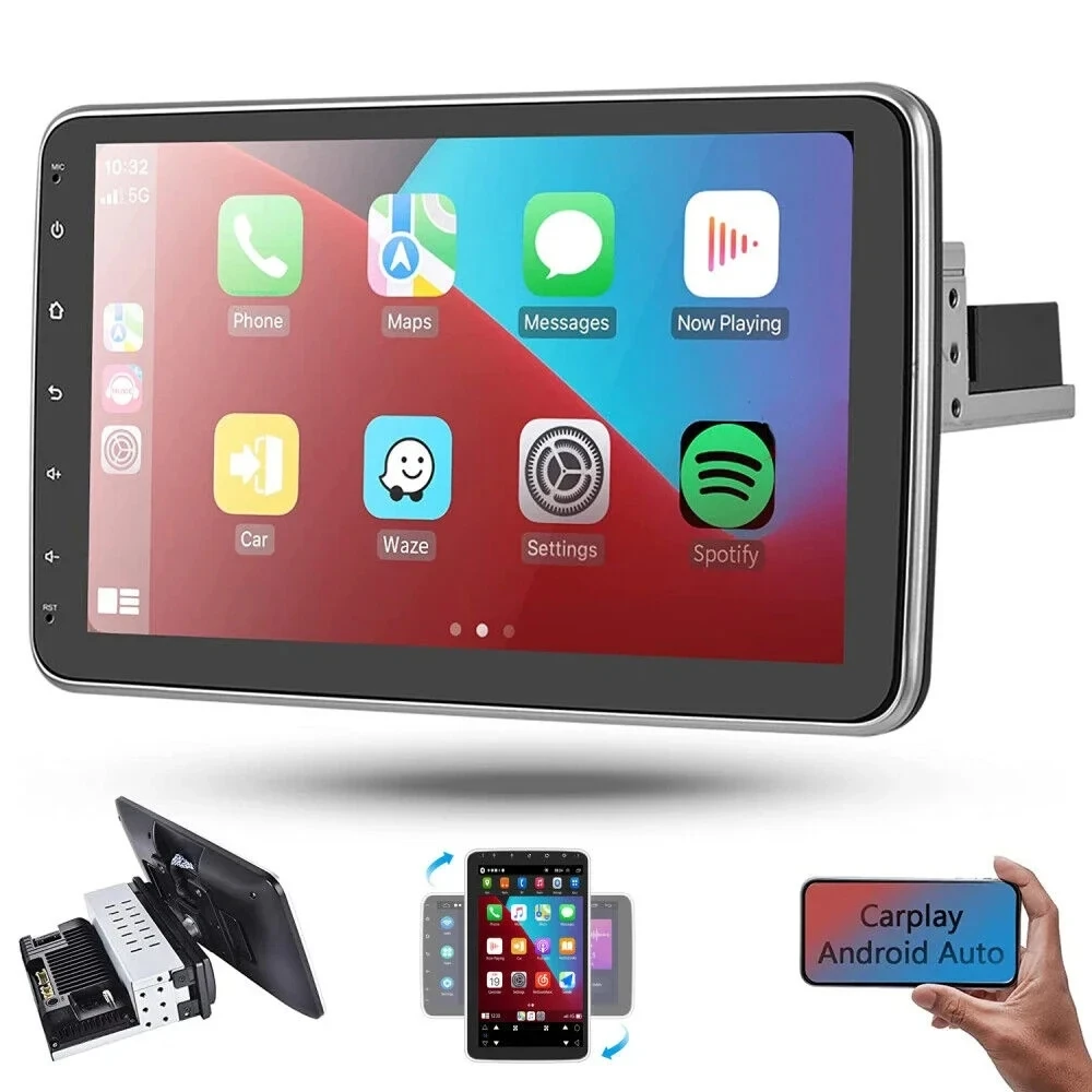 Universal 4G+WiFi Android 15 Car Multimedia Player 1DIN 10.1inch Rotatable Screen GPS Bluetooth HD Auto Carplay Stereo Radio