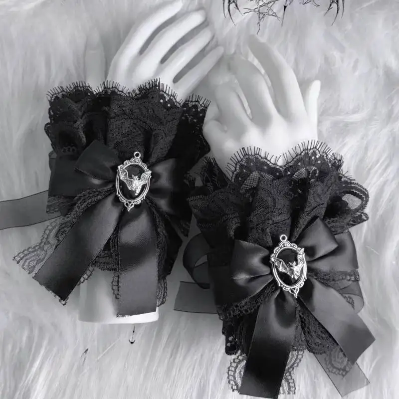 Japanese Mine Mass-produced Gothic Lolita Hand Sleeve Oversleeve Japanese Girl's Sweet Bow Lace Hairpin Hair Accessories Collar