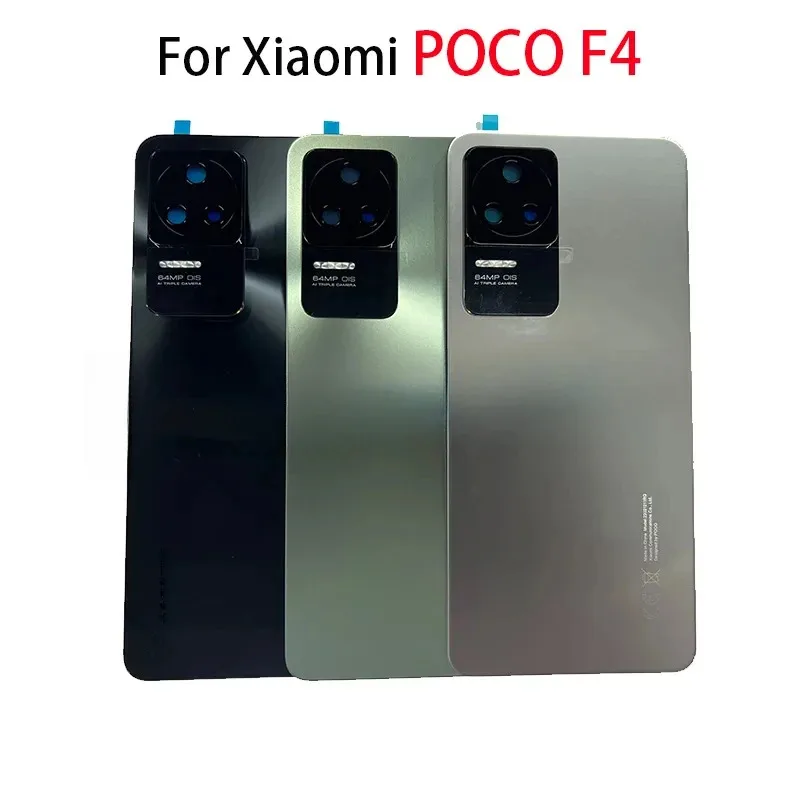 

Задняя крышка корпуса для Xiaomi Poco F4, задняя крышка телефона с рамкой камеры, клейкая стеклянная линза