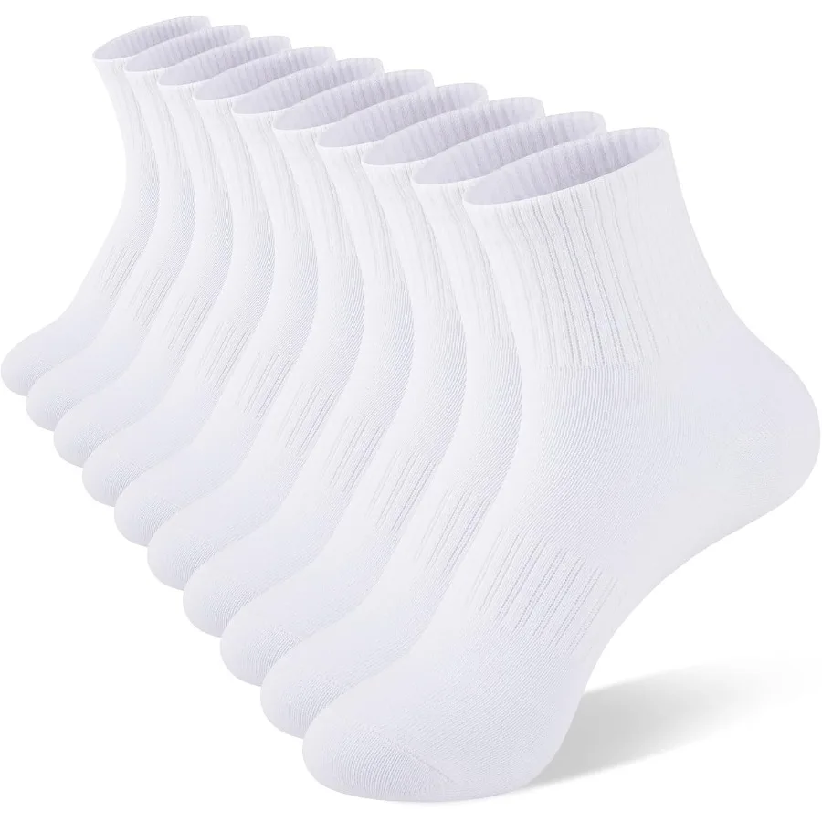 

eallco Womens Ankle Socks Thin Cotton Crew Socks Athletic Quarter Above Ankle Gym Mini Crew 5 Pairs for Daily Wear Sports Train