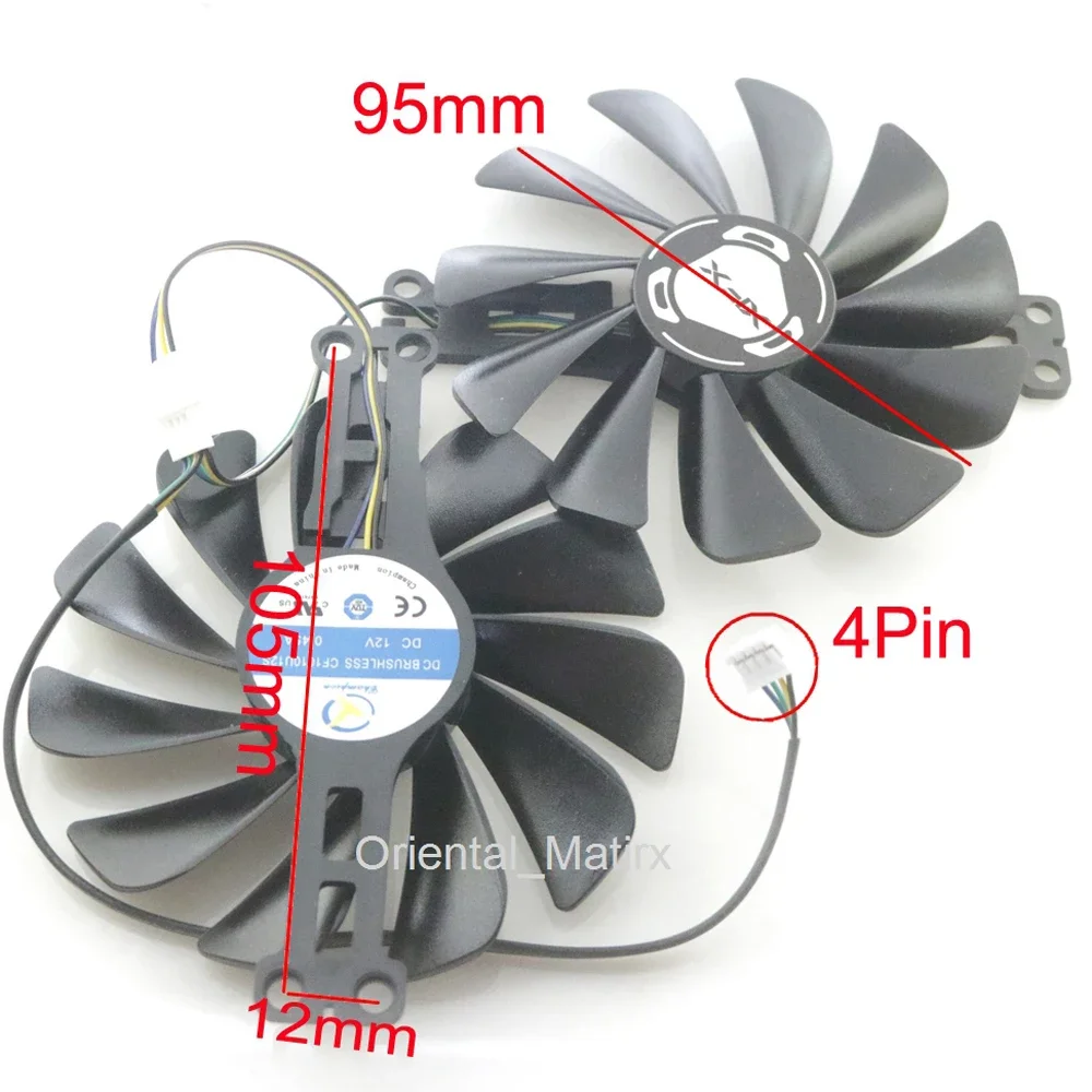 CF1010U12S TYD10010M12LPA 12V 0.45A 95mm VGA Fan For VASTARMOR RX6600 8GB Starry Sky Graphics Card Cooling Fan 4Pin