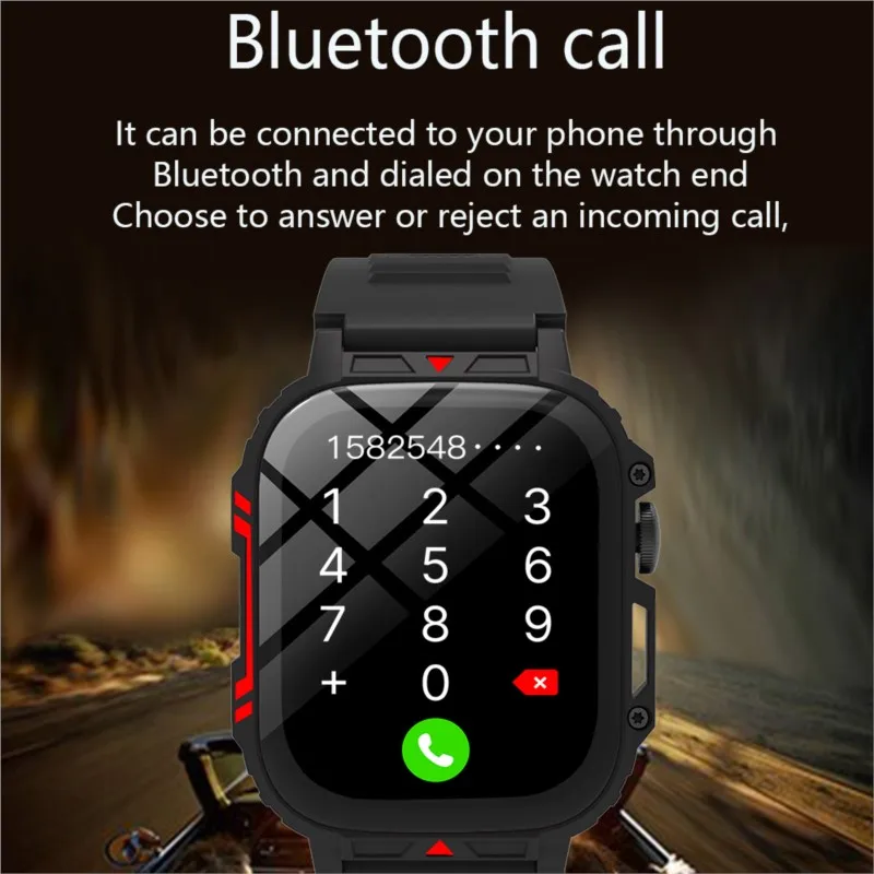 ساعة ذكية جديدة للرجال في الهواء الطلق رجل عسكري بلوتوث دعوة Smartwatch أندرويد IOS IP67 مقاوم للماء اللياقة البدنية الساعات لشاومي هواوي