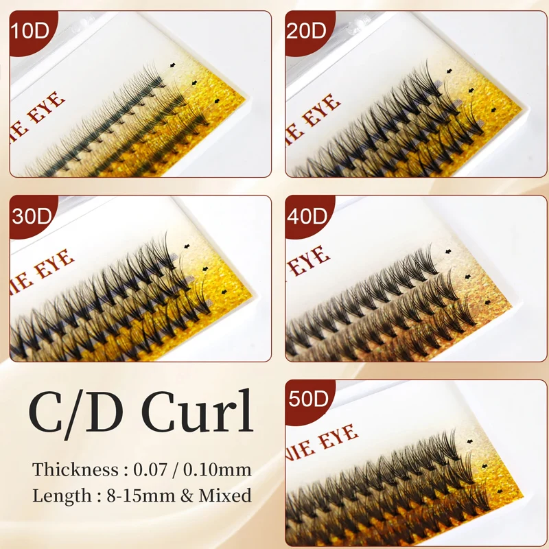 Ciglia a grappolo fai-da-te 10/20/30/40/50/60D Personalizza ciglia Design logo privato Estensioni ciglia individuali OEM e ODM all'ingrosso