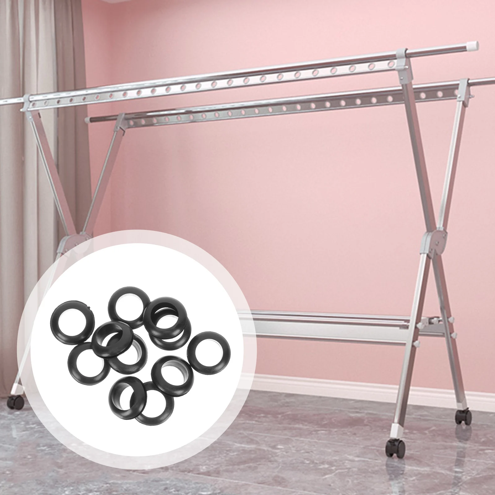 

10Pcs Clothesline Pole Protective Rubber Covers Flexible Anti-Slip Rings Clothes Hanger Hole Protector Rust Resistant