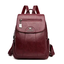 Women 's Backpack 2024 New High Quality Soft Leather Leisure Travel Large Capacity School Bags for Teenage Girls Black Mochila