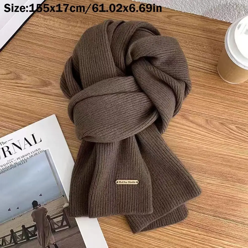 Winter Warm Neckerchief Fake Collar Solid Color Cross Scarf Woolen Thicken Knit Scarf Neck Warmer Women Girls