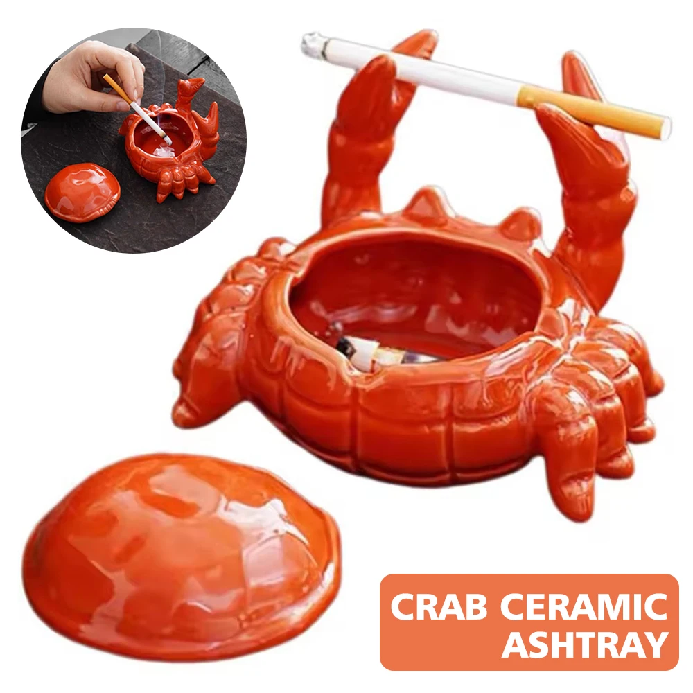 Śliczna kraba popielniczka z pokrywką Anti Fly Ash Ceramiczna popielniczka cygara dekoracja chińskiego biura dekoracja domu prezent dla przyjaciela