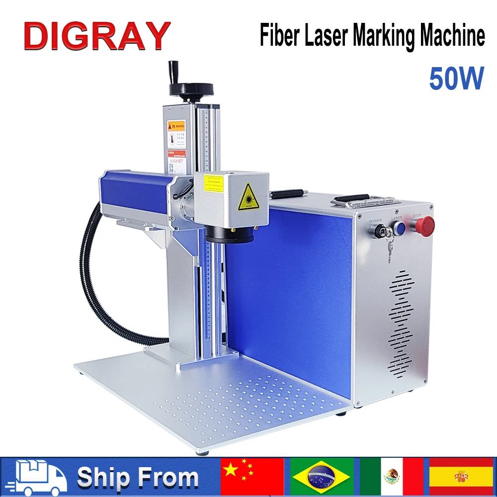 DIGRAY 50W Fiber Laser Marking Machine Raycus Hunst Fiber Laser Source for Marking Gold Silver Aluminum Copper Metal Cutting