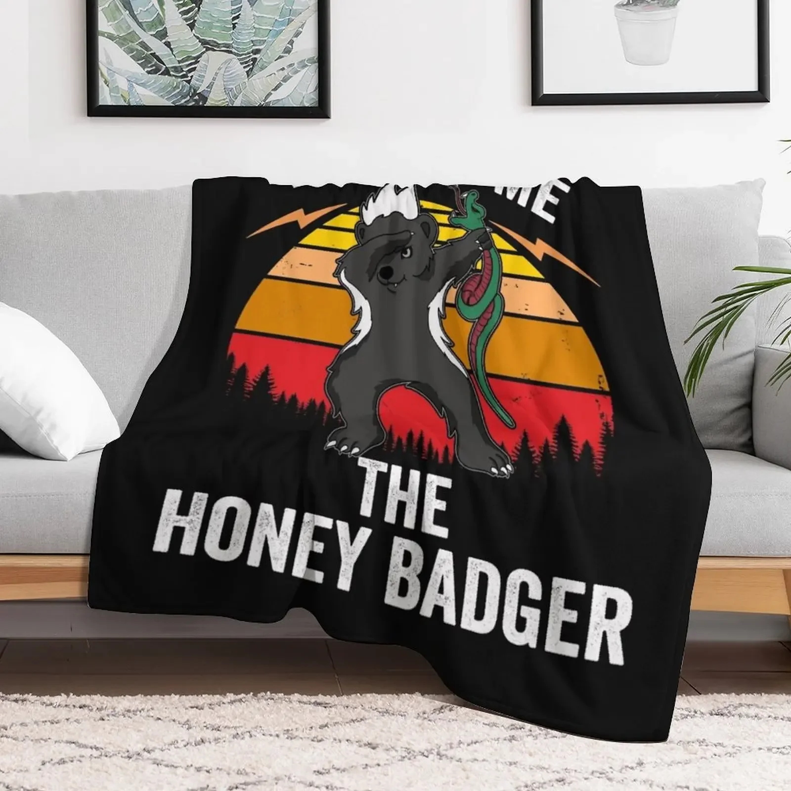 They Call Me Honey Badger graphic Dabbing Animal Lover Retro design Throw Blanket Wrinkle Resistant Lightweight Blanket