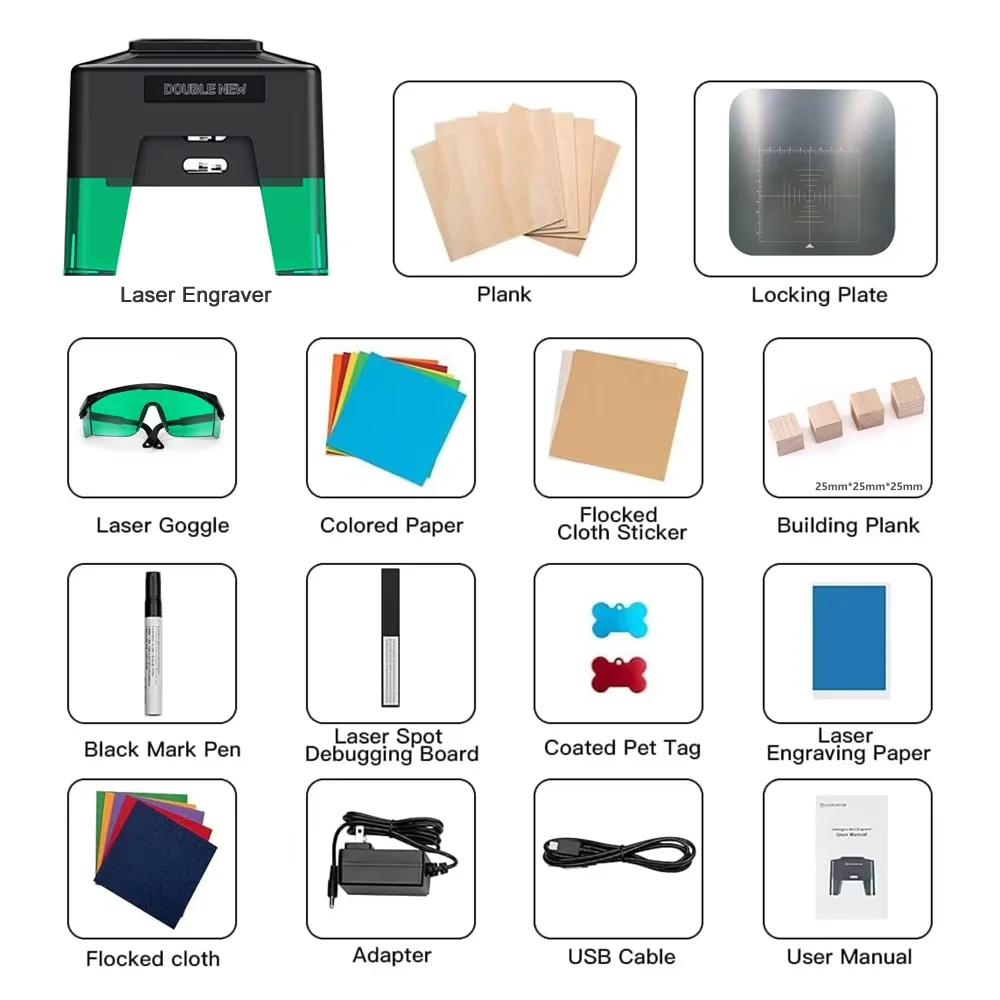 DoubleNew XN001 Portable Laser Engraving Machine Bluetooth/USB-C Connection 98mm*88mm Carved Area Support Android iOS MacOS Win