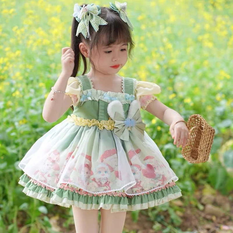 Summer New Arrivals Baby Cotton Floral Bunny Dress Toddler Girl Clothes Princess Dress for Girls Flower Girl EID Dresses