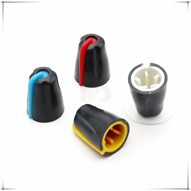 10PCS Plastic Double Color Knob Cap Potentiometer Encoder Knob cap 180° D-Shaped Inner Hole 6mm