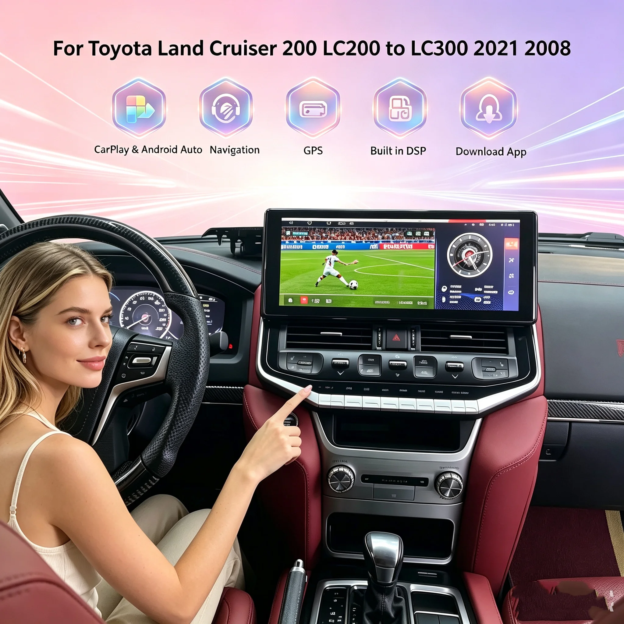 16.2inch Android Car Video Player Radio GPS For Toyota Land Cruiser 200 LC200 to LC300 2021 2008 CarPlay Multimedia Qled Screen