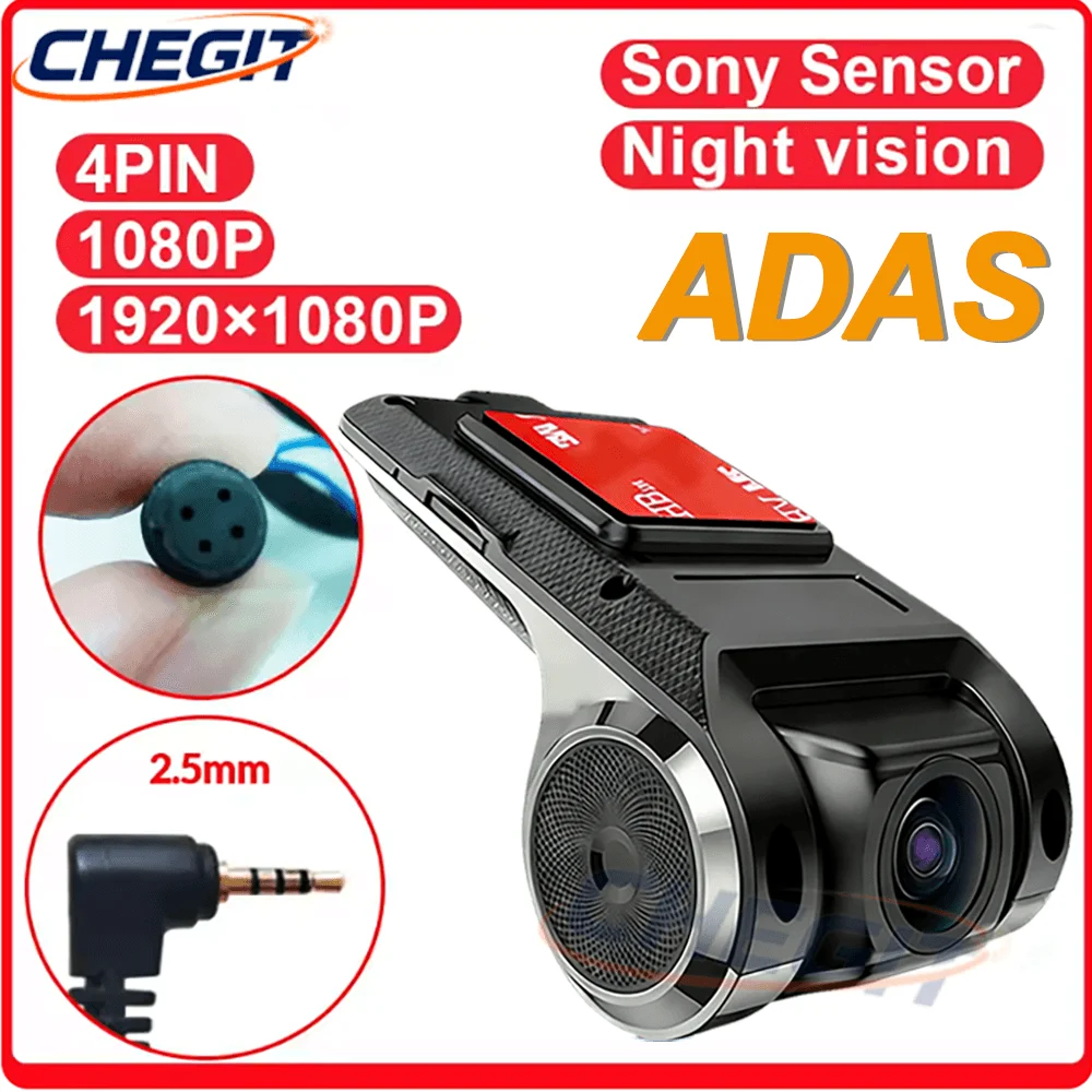 Car DVR Dash Cam Full HD 1080P Dash Cam For DVD Android Player ADAS LDWS Navigation Unit Auto Audio Voice Alarm Video Recording