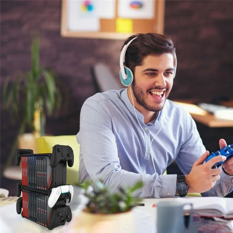 【T07A】Universal Games Disc Storage Rack Game Storage Tower Game Disc Rack For PS5/For PS4 Controller Organizer