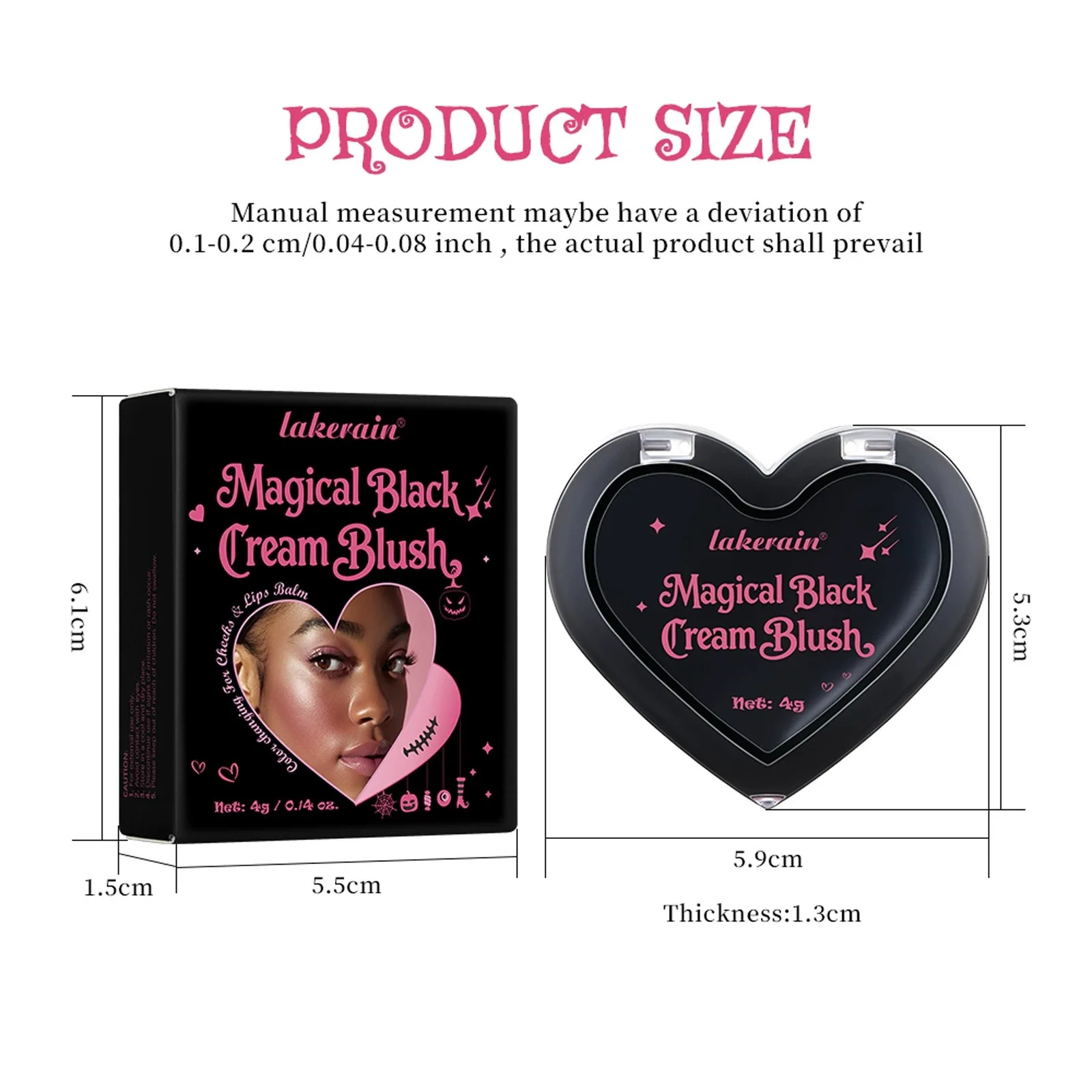 บลัชออนเปลี่ยนสีแบล็คฮาร์ท - ครีมสีดำคุณภาพสูง กลิ่นองุ่น และเปลี่ยนสีตามอุณหภูมิ เหมาะสำหรับงานปาร์ตี้ คอสเพลย์ และฮาโลวีน