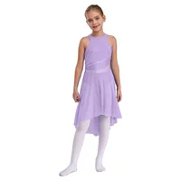 Ropa de baile suave de Ballet para niñas, vestido de malla transparente, vestido lírico de patinaje sobre hielo, leotardo puesta en escena con diamantes de imitación brillantes, Ropa de baile