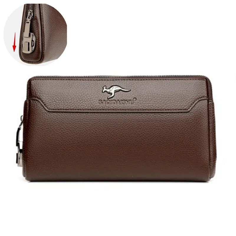 Men's PU Wallet Combination Lock Hand Bag Clutch Purse Multifunctional Leisure Business