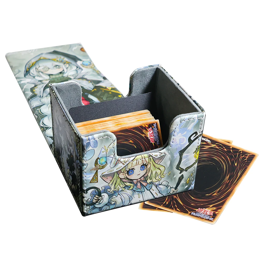 Caja de baraja de cartas para tarjetas Yugioh MTG, más de 100 fundas de baraja para TCG CCG, caja de almacenamiento de tarjetas de cuero PU compatible con comerciales coleccionables