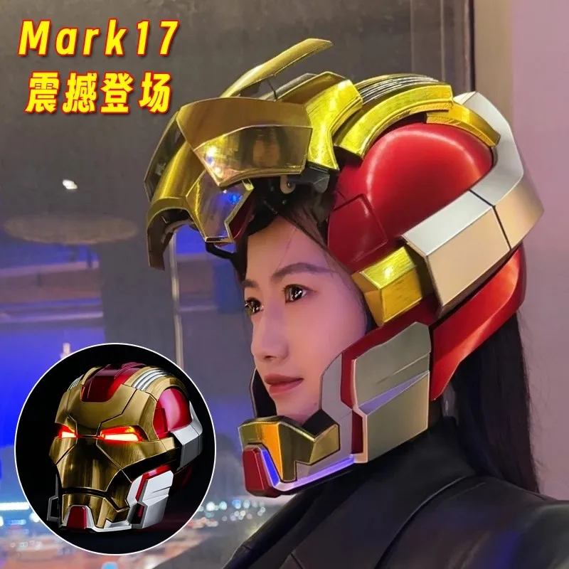 

Iron Man Helmet Mk17 Electric Multi-Piece Opening Closing Helmet Voice Control LED Eyes Cosplay Prop Children Adult Gifts