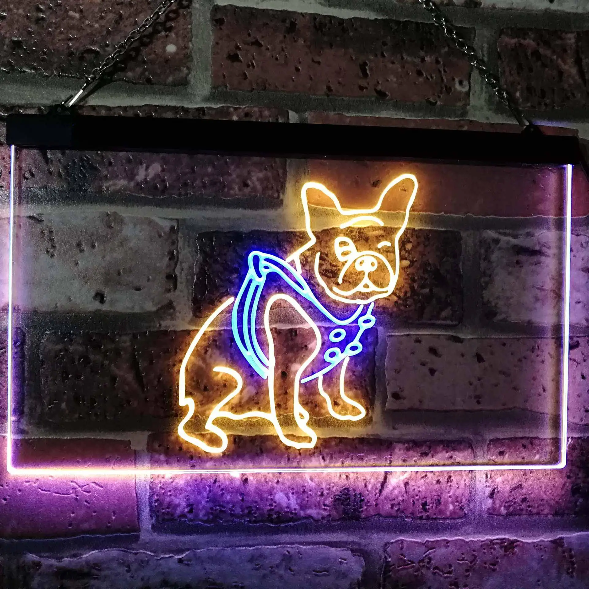 

French Bulldog Dog House Dual Color Led Neon Sign st6-j2126