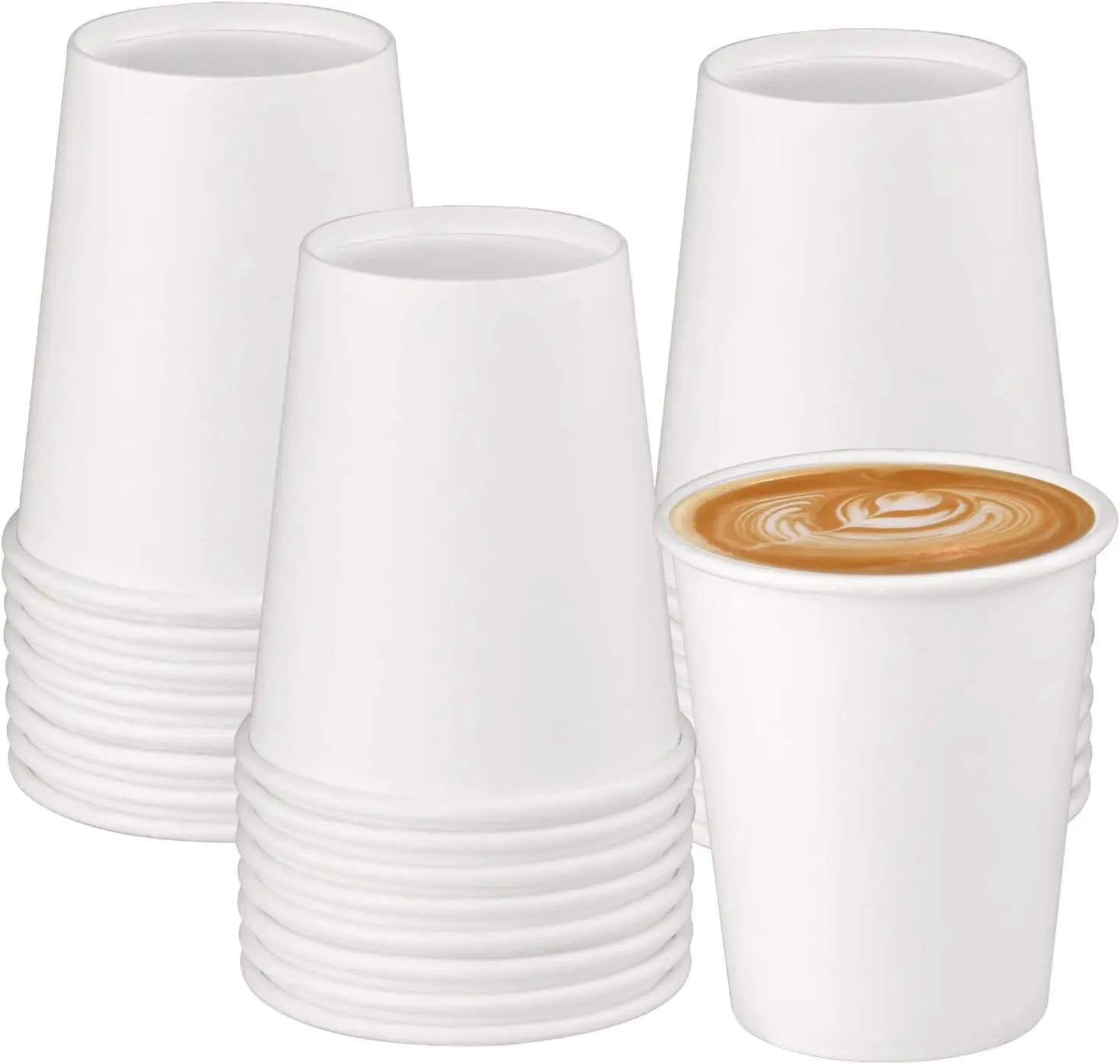 8 oz Disposable Paper Cups 25 Pack for Hot & Cold Drinks, Party, Picnic, BBQ, Travel, White