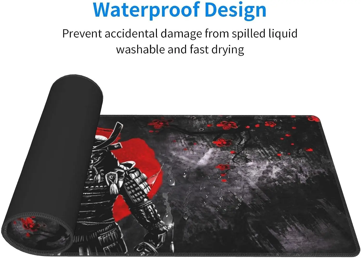 Japanese Sakura Samurai Gaming Mouse Pad 31.5 × 11.8 Inch Large Mouse Mat Non-Slip Rubber Desk Pad for Home Computer Office