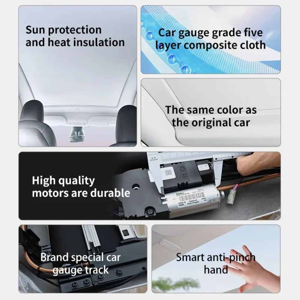 Retractable Sunshade Cover for Tesla Model Y /3 /YL Flush Mount Roof Sunscreen Heat Insulation Manual Sunshade Window Shade