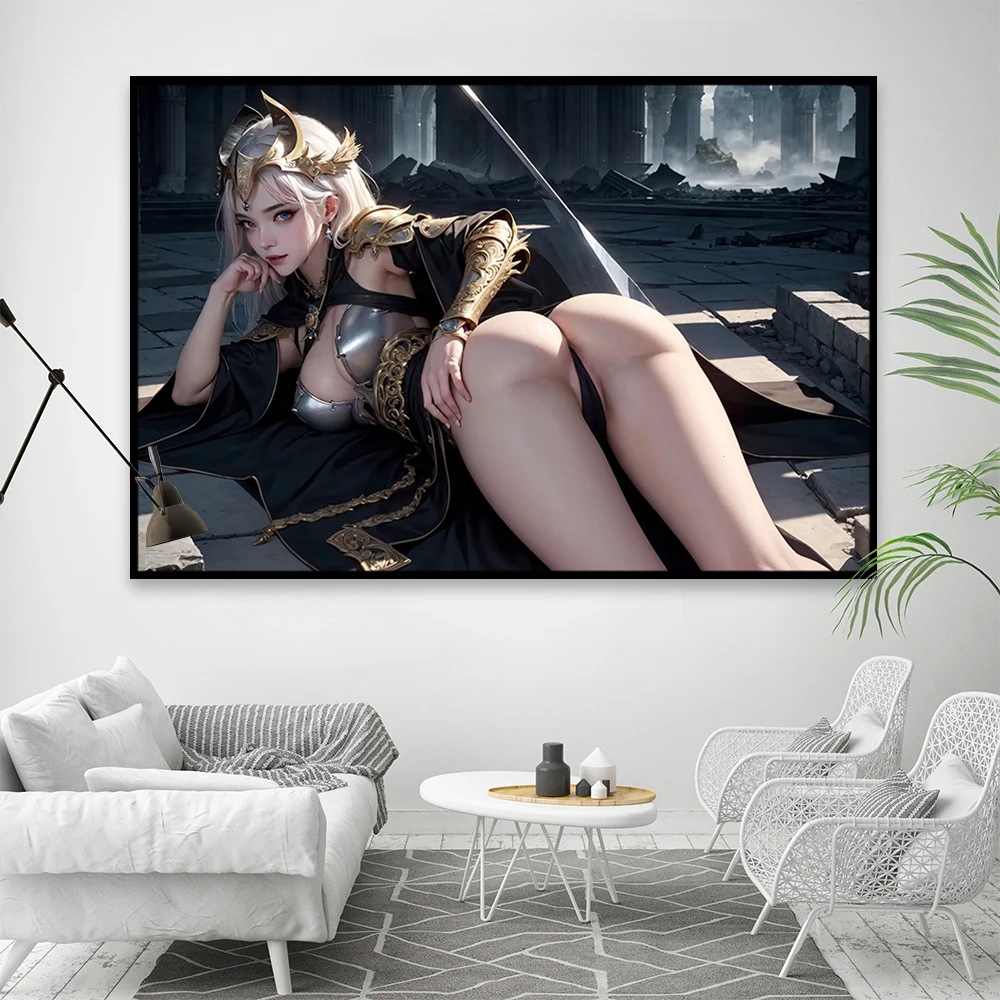 HD AI اللوحة قماش المشارك للديكور المنزل ، مثير الإناث السيف وسيارات الأجرة ، مثير فقاعة بعقب ، كبير جدار الفن ، اللوحة للزينة #1