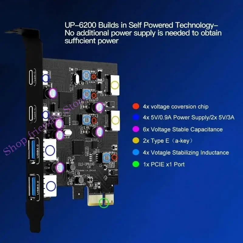 

594A PCIE USB CARD 6 PORT PCIE 2X USB C 2X USB A CARD PCIE PCIE PCIE