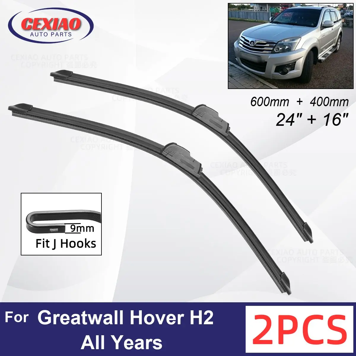 

Car Wiper For Greatwall Hover H2 All Years Front Wiper Blades Soft Rubber Windscreen Wipers Auto Windshield 24" 16" 600mm 400mm