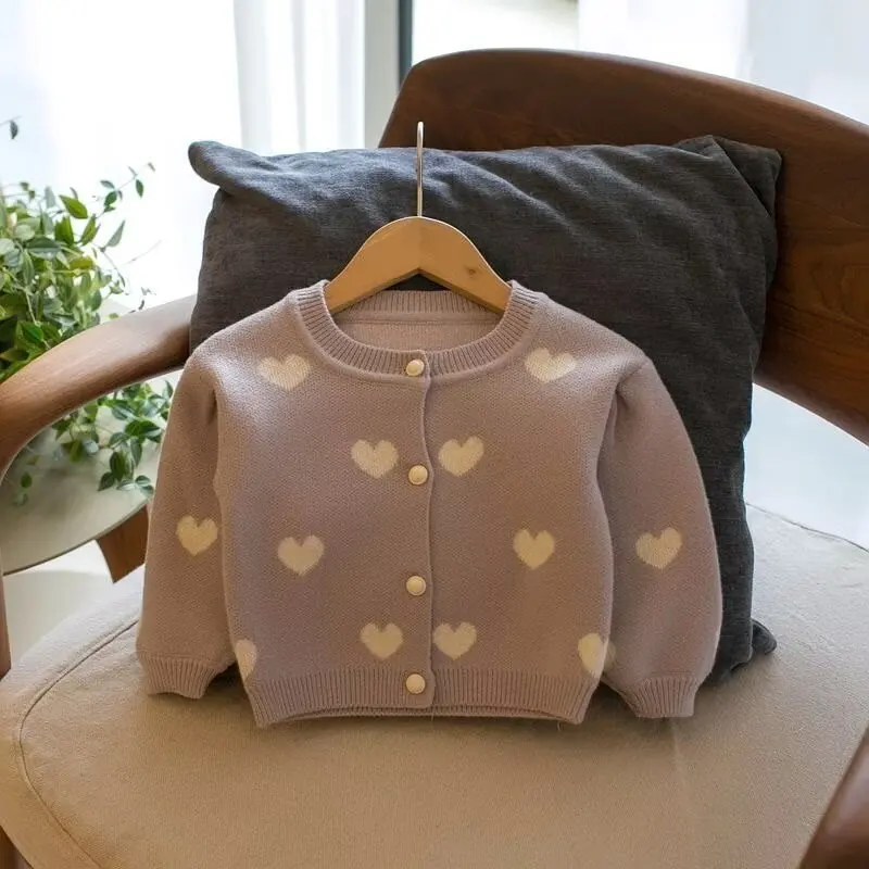 New Autumn Winter Baby Girls Knitted Sweaters Kids Cotton Cardigan Coats