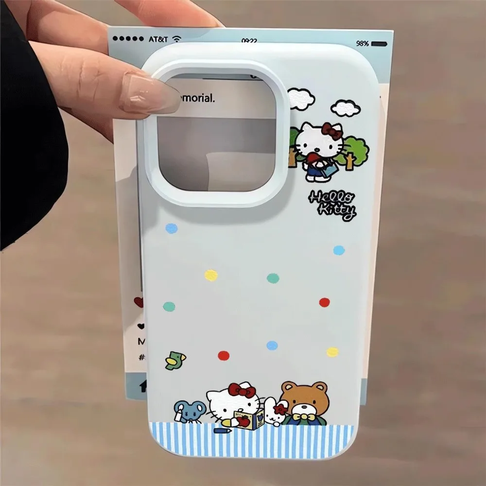 Kawaii HelloKitty الكرتون قضية الهاتف آيفون 16 برو ماكس 11 12 13 14 15 16E XS X XR 7 زائد أنيمي سيليكون لينة غطاء