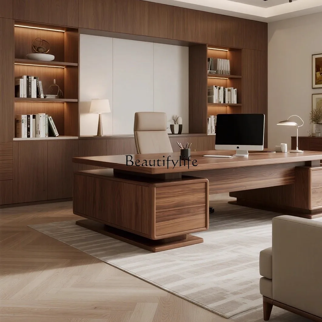 مكتب مكتب طاولة من خشب الجوز الأسود الصيني الجديد #3