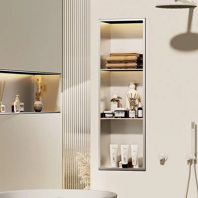 

Cross-border Stainless Steel Shelf Bathroom Embedded Niche Embedded Storage Rack Concealed Niche Bedroom Storage