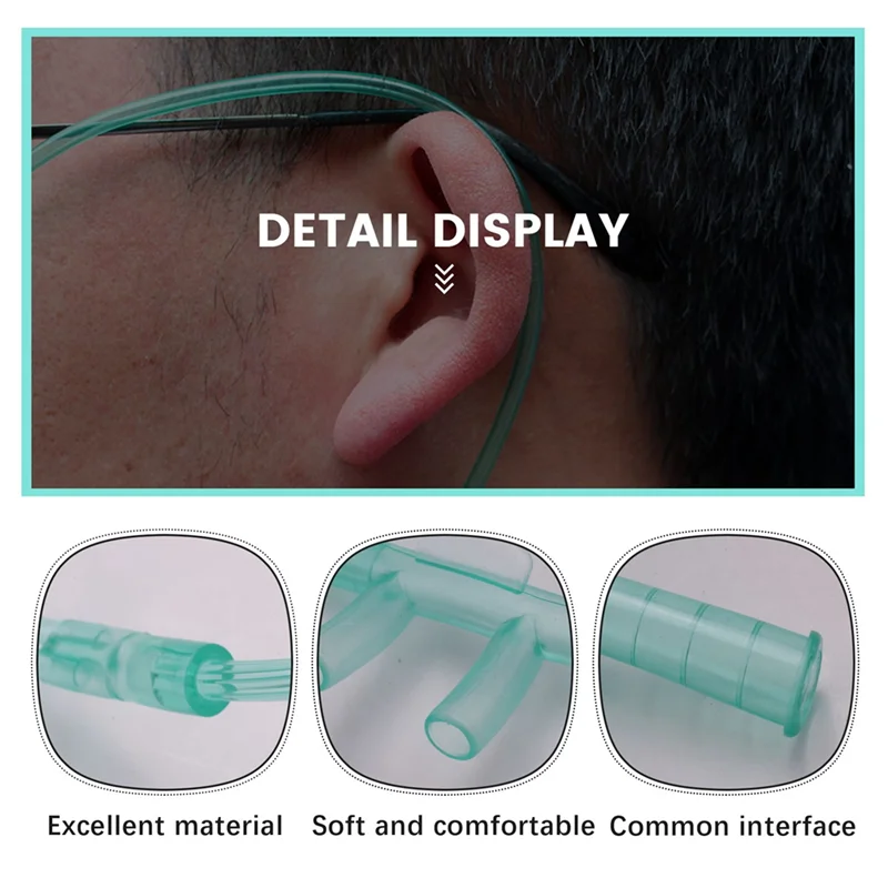 A07I 60Pcs Oxygen Cannulas 2 Meters Nasal Cannula Soft Nasal Oxygen Tubing O2 Cannula For Adults