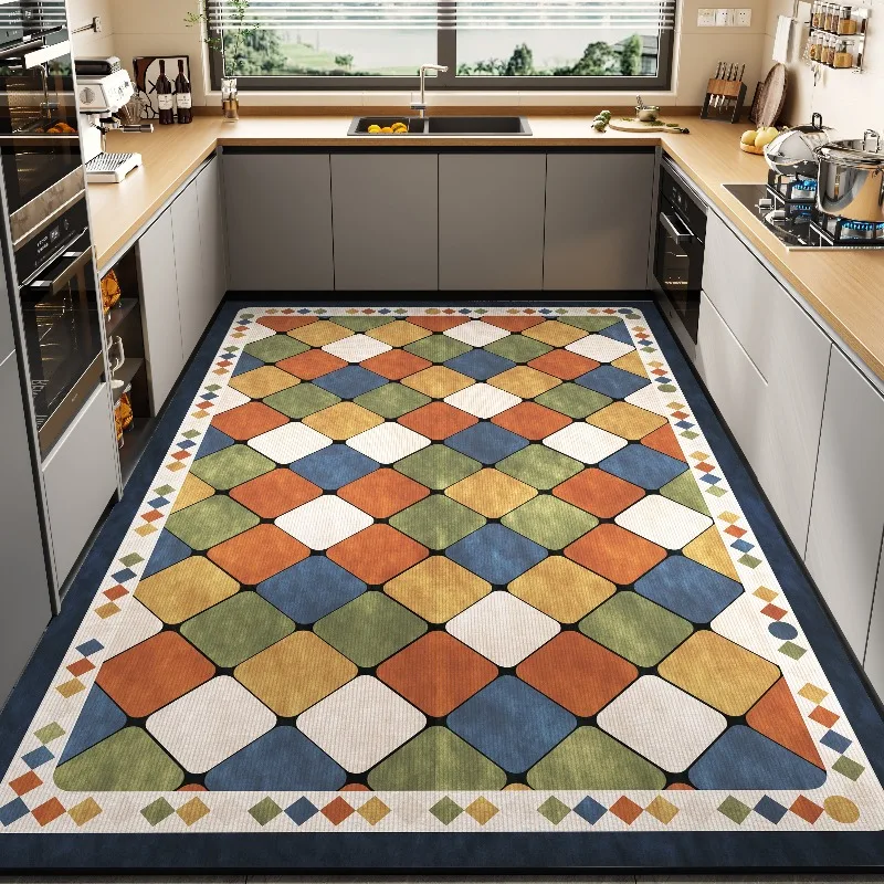 High-grade Dark Gray PVC Leather Rug Waterproof Oil-proof Stain-resistant Kitchen Carpet Large Area Non-slip Floor Mats Tapis 러그