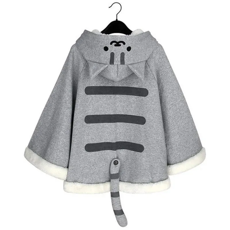

qq34Takerlama Game Neko Atsume Cloak Harajuku Cute Cat Backyard Lolita Girl Hoodie Coat Warm Cape Flannel Hooded Sweatershirts