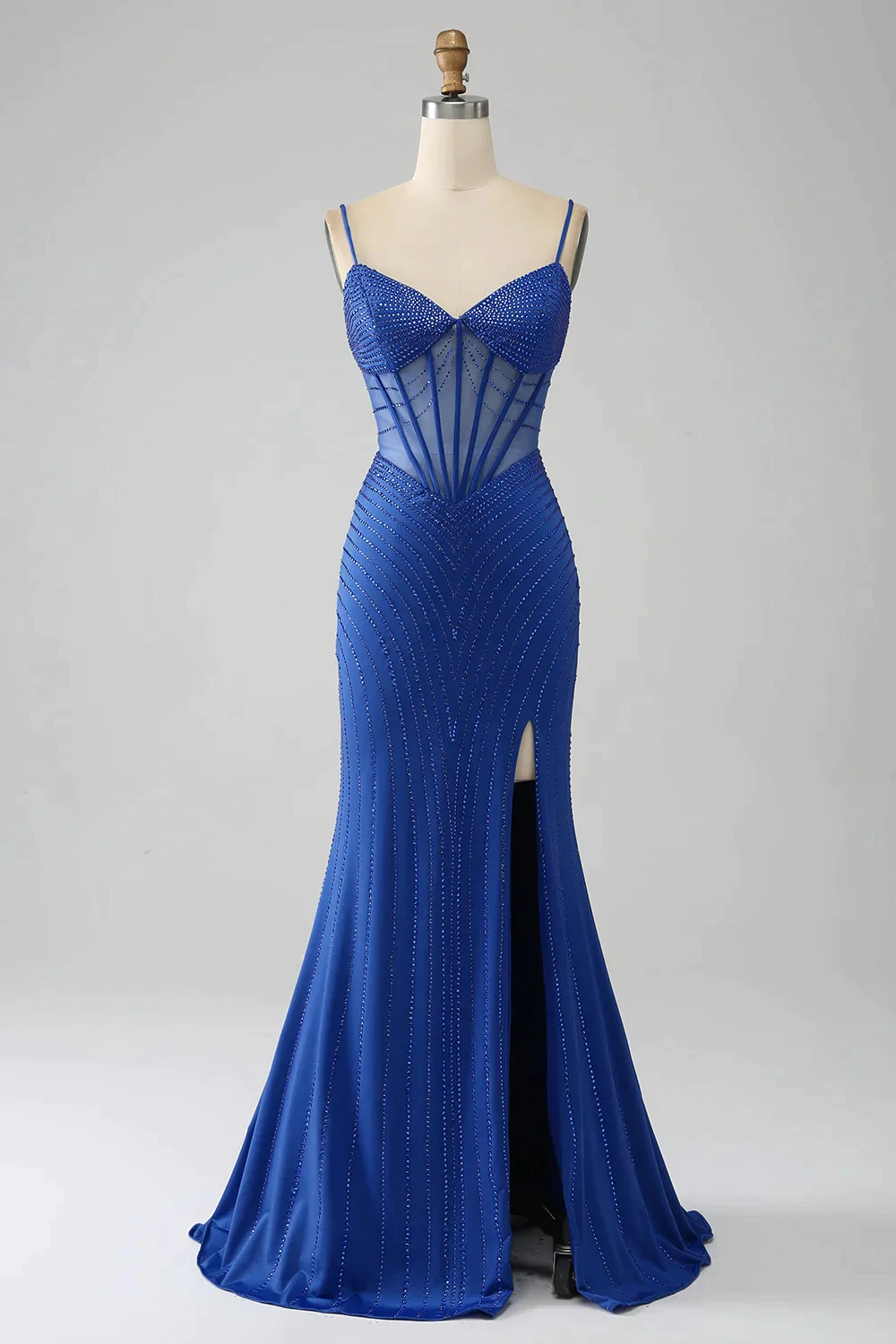 

Royal Blue Mermaid Corset Prom Dress with Beading vestidos de fiesta elegantes para mujer2024 فساتين للمناسبات الرسمية