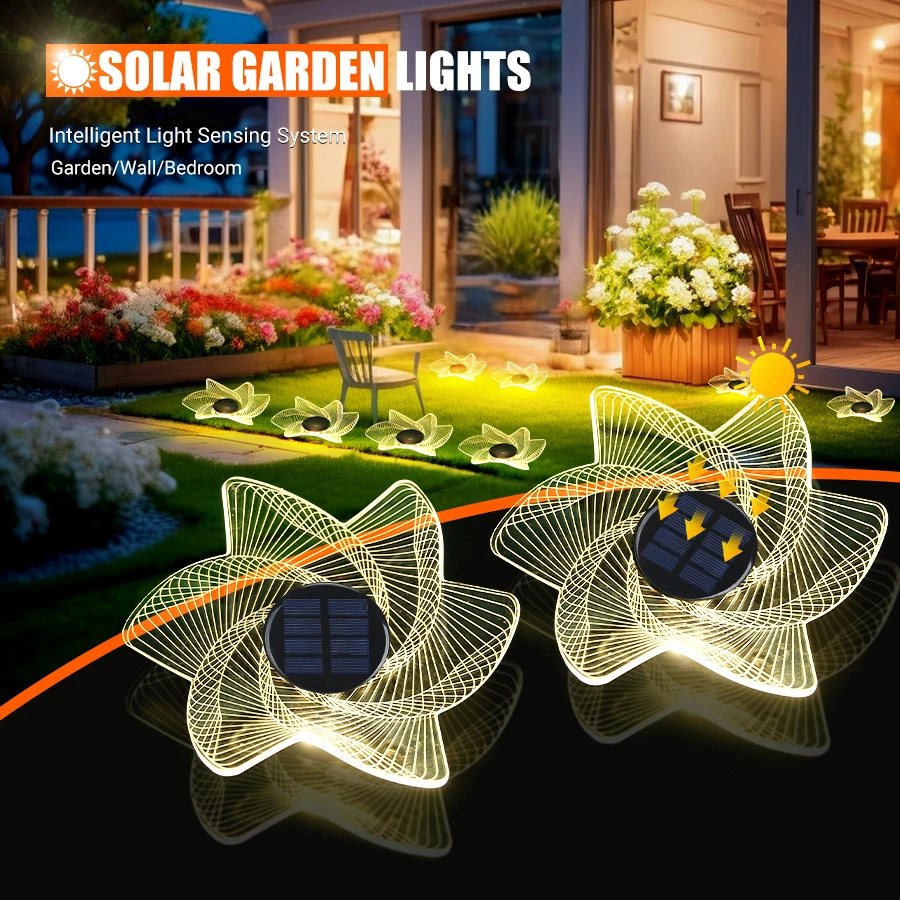 

New Solar Acrylic Courtyard Buried Light Outdoor Lawn Ground Insertion Lantern Waterproof Garden Pathway Wall Decoration Lamp