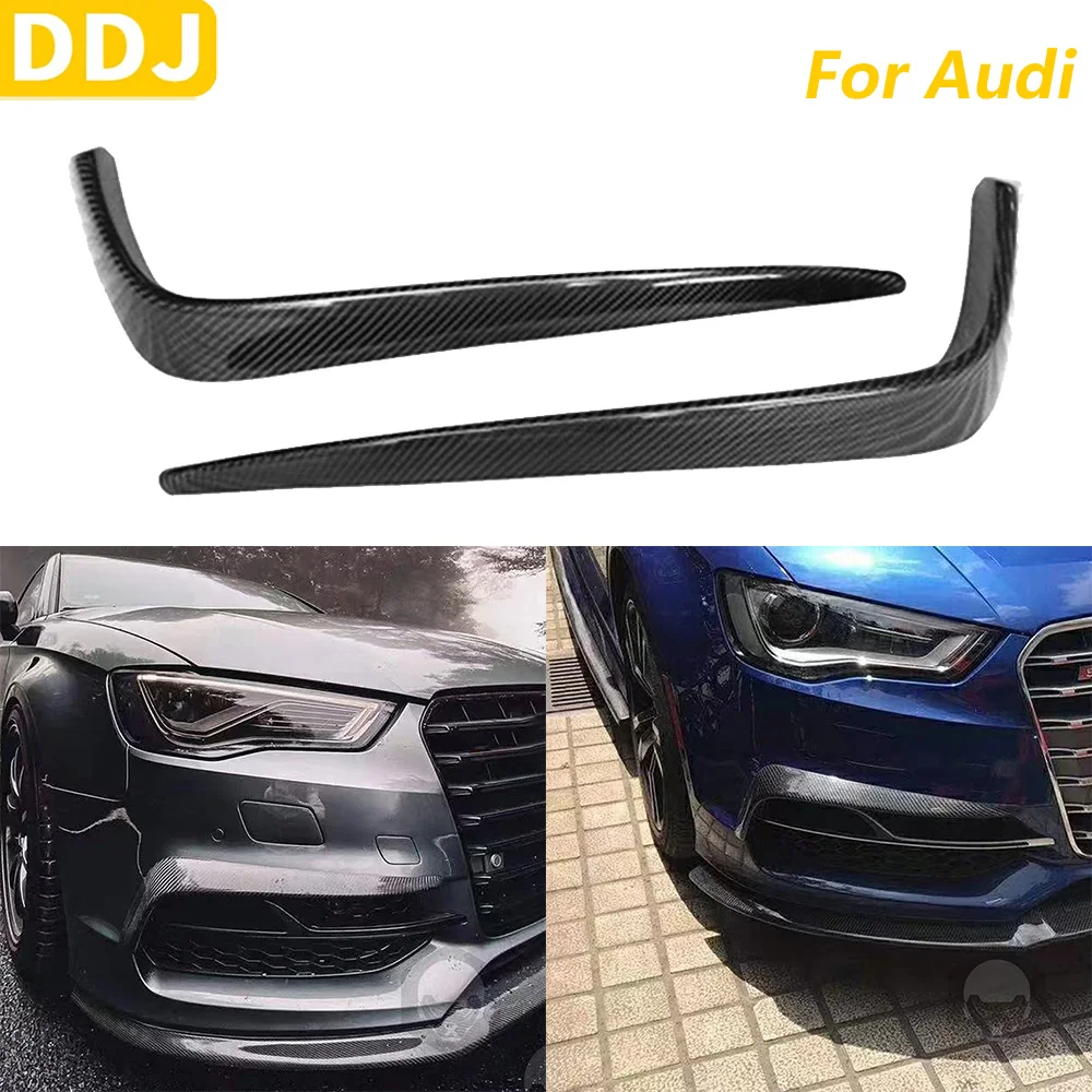 

For Audi A3 S3 2014-2016 Real Dry Carbon Fiber Front Bumper Spoiler Wind Knife Cover ​Decorative Car Accessories Modification