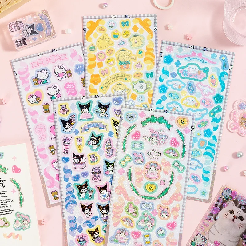 

40 шт./лот Sanrio Kuromi Melody Cinnamoroll Kitty наклейка милый скрапбук DIY дневник декоративная уплотнительная наклейка альбом наклейка этикетка