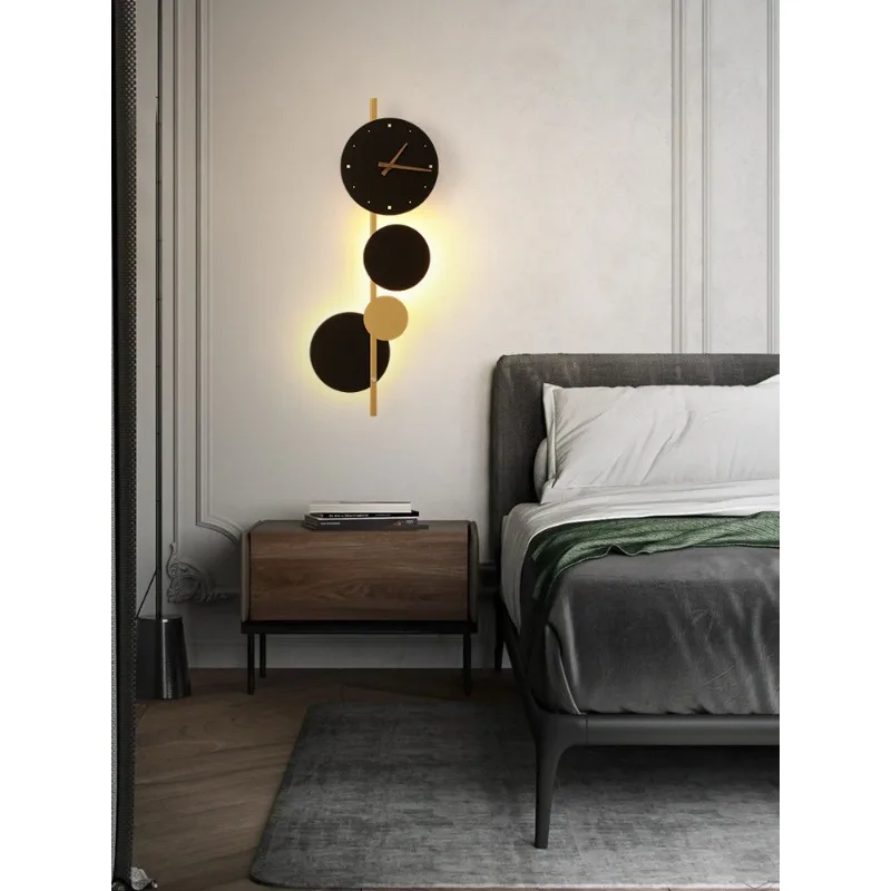 Bedhead wall lamp Nordic minimalist livingroom bedroom staircase clock lamp creative background wall minimalist lighting fixture