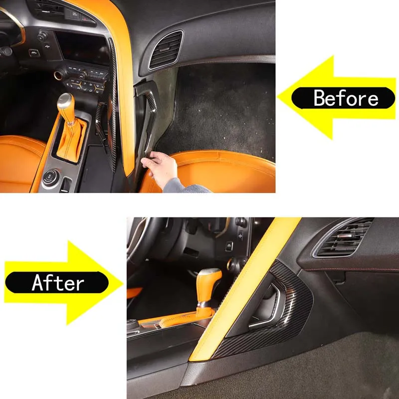 For Chevrolet Corvette C7 2014-2019 ABS Car Center Control Handle Decorative Frame Cover Trim Sticker Auto Accessories