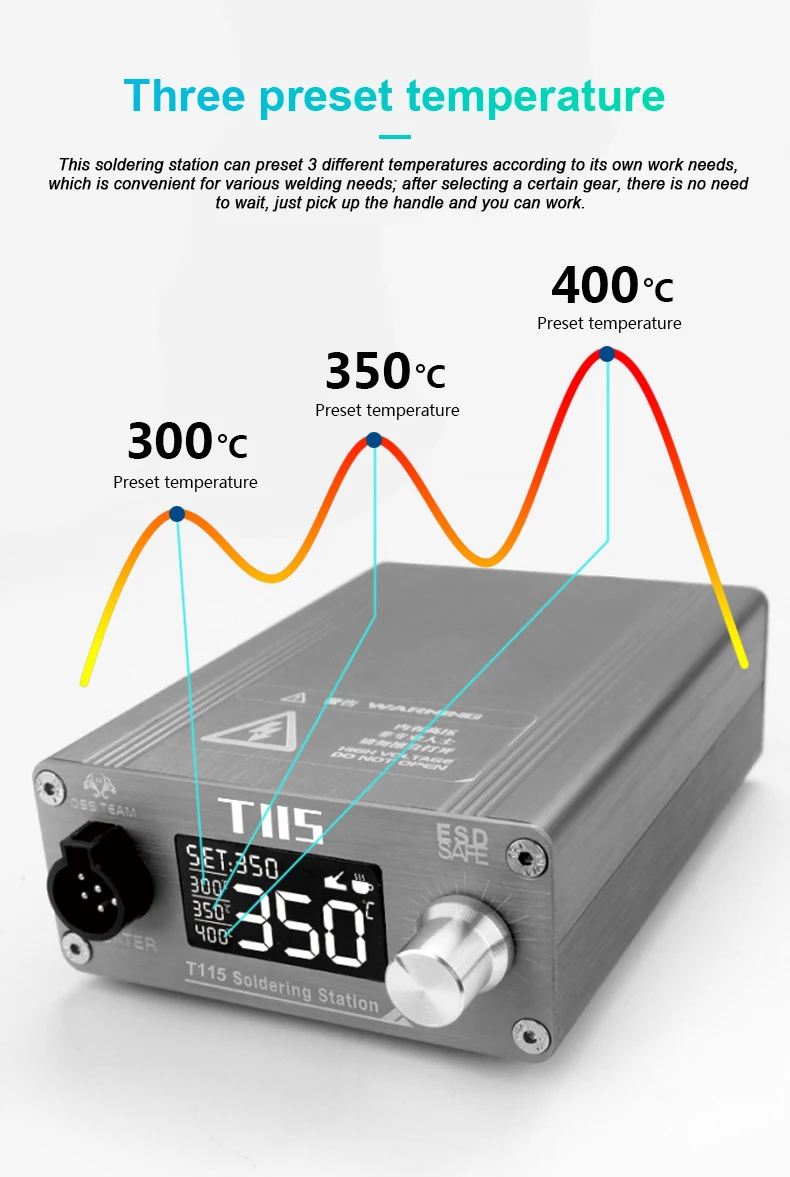 oss T115 Electric Soldering Iron With Temperature Control PCB Soldering Station For Phone Motherboard Solder Repair Welding Tool