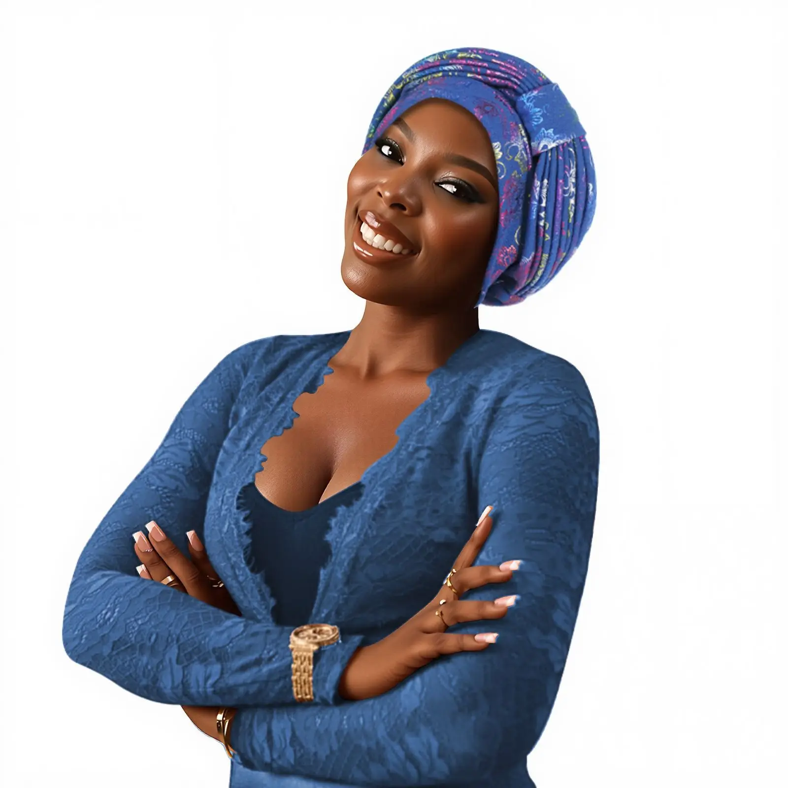 

Bronzing African Headtie Turban Caps for Women Nigeria Wedding Geles Party Headgear Headpiece Auto Gele Female Hijab Head Wraps