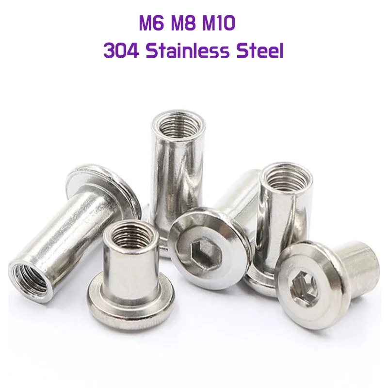 六角形のステンレス鋼のソケットヘッド,大きなフラット,六角形,家具用,挿入キャップ,お尻ナット,M6,m8,m10,304